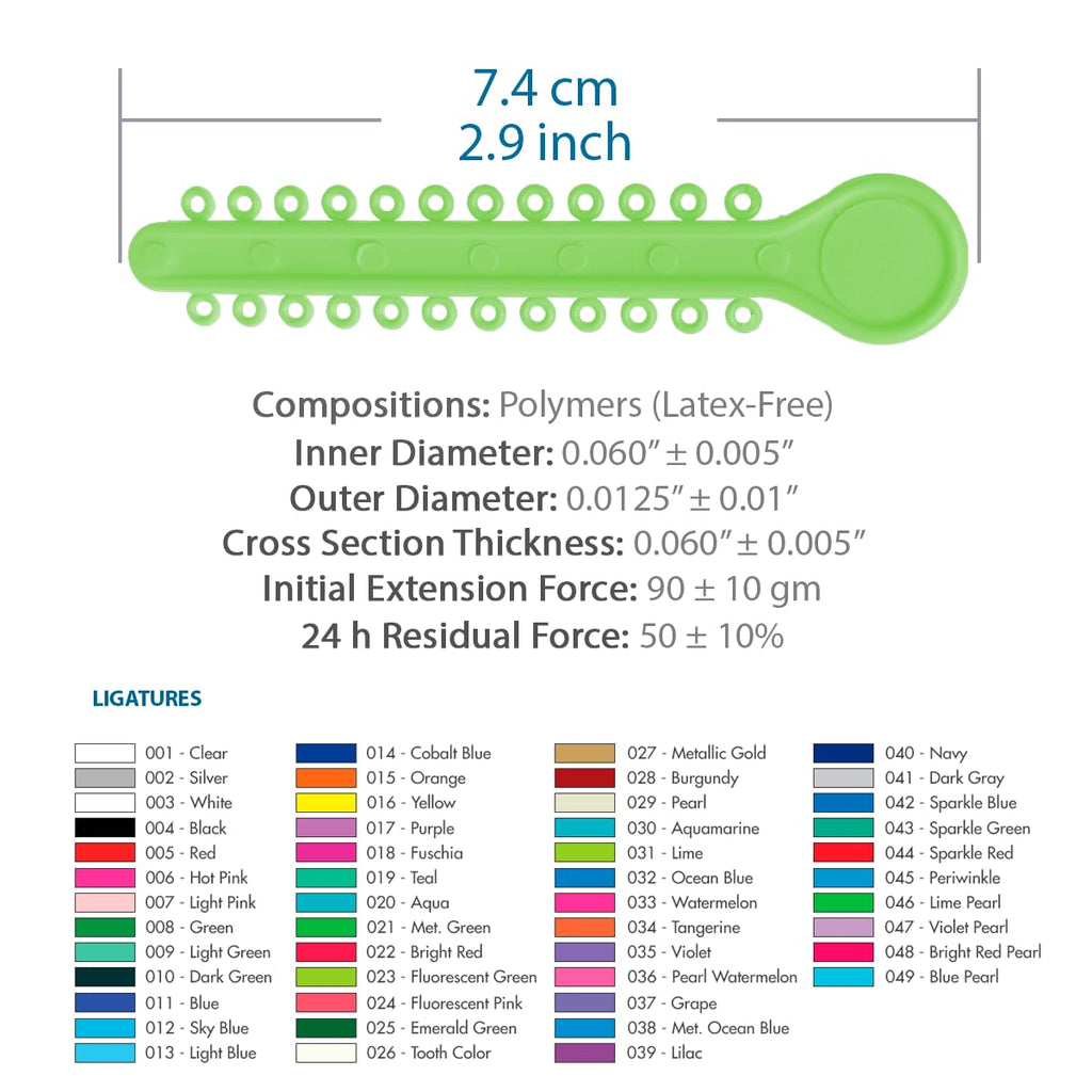 Orthodontic Ligature Ties 42 Keys/24 Donuts 1008pcs-Low Friction Technology, Latex Free, Medical grade polyurethane-.060 Inner/.125 Outer Diameter-Made in USA-Orthodentalusa Corp.