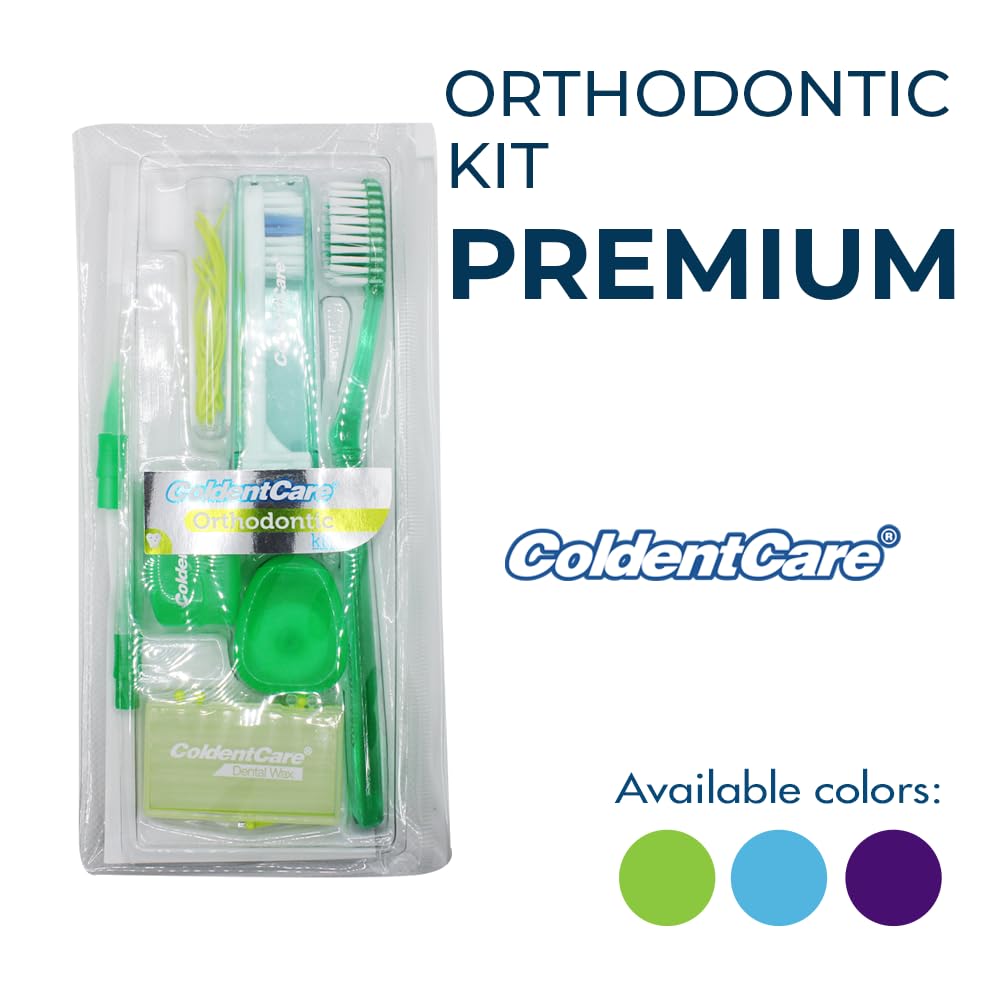 ColdentCare Orthodontic Oral Care Kit for Cleaning Brackets Braces, Includes Toothbrush and Cap, Travel Toothbrush, Dental Floss 12m, Dental Wax, Floss Threaders, Interdental Toothbrush. Free Shipping