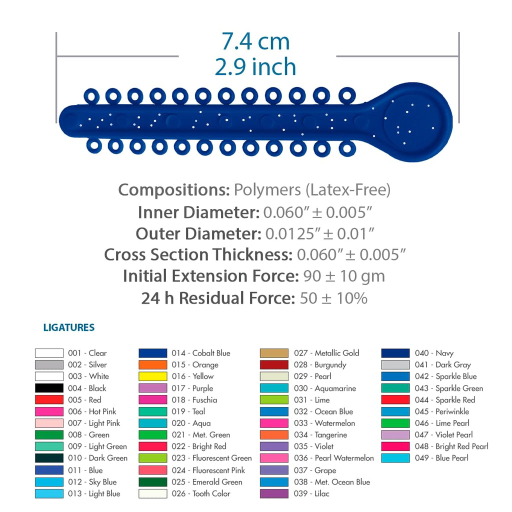 Orthodontic Ligature Ties 42 Keys/24 Donuts 1008pcs-Low Friction Technology, Latex Free, Medical grade polyurethane-.060 Inner/.125 Outer Diameter-Made in USA-Orthodentalusa Corp.