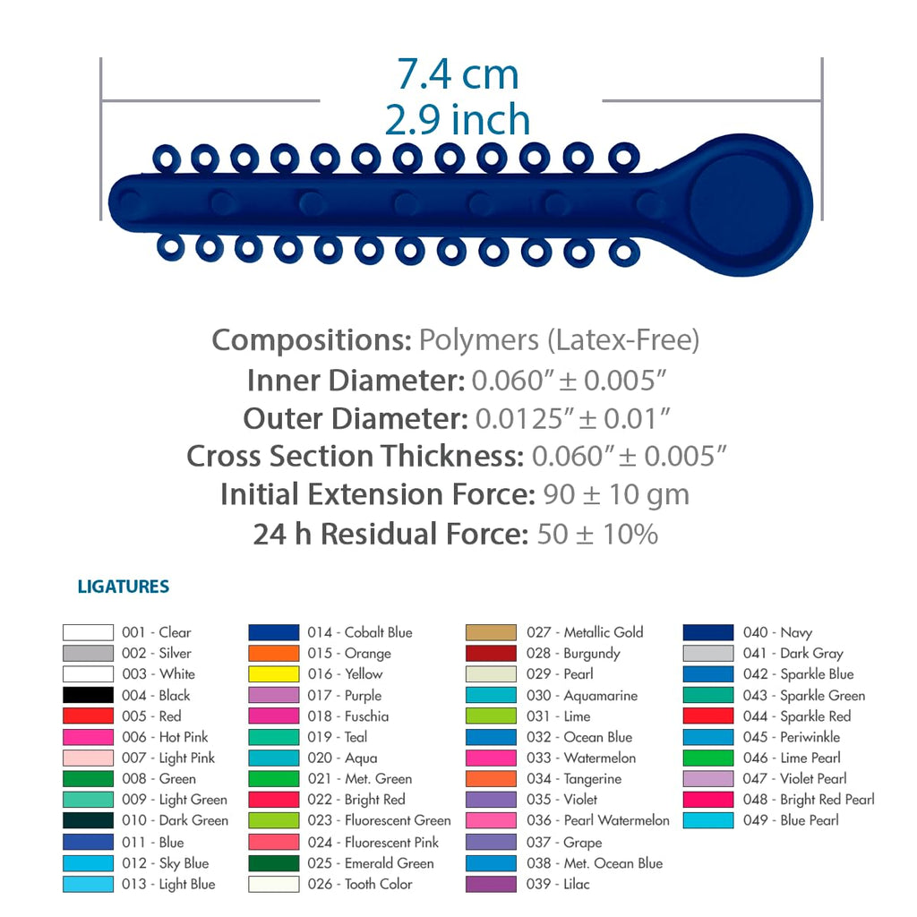 Orthodontic Ligature Ties 42 Keys/24 Donuts 1008pcs-Low Friction Technology, Latex Free, Medical grade polyurethane-.060 Inner/.125 Outer Diameter-Made in USA-Orthodentalusa Corp. Free Shipping