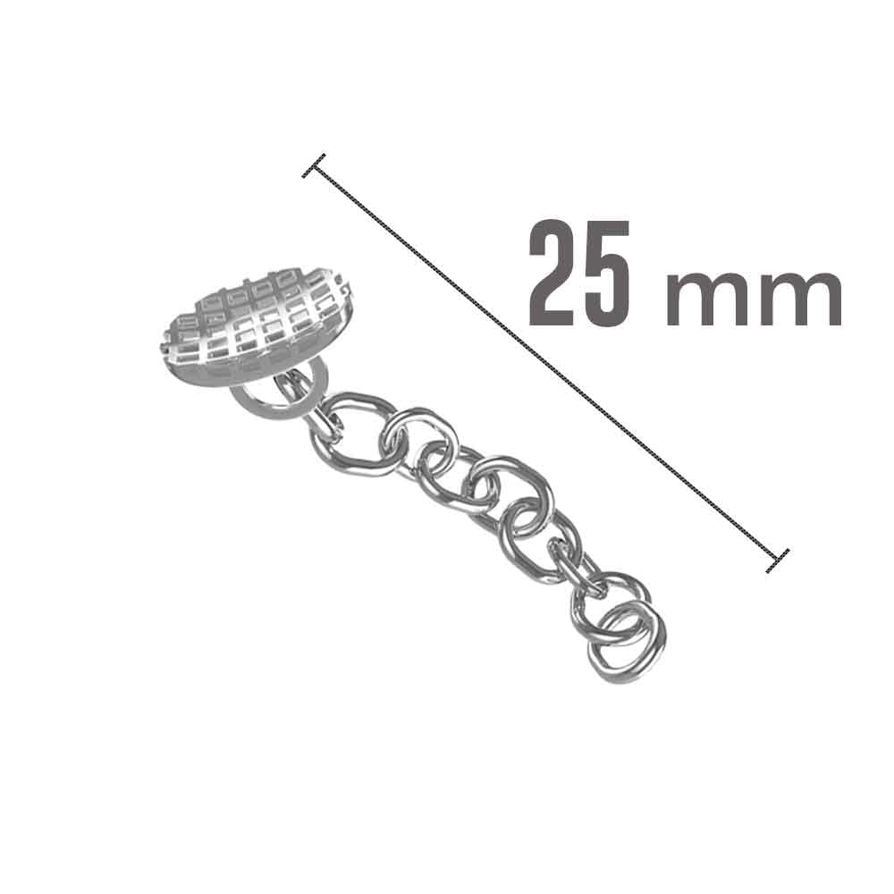 Eruption Appliance Traction Attachments: Buttons with Chain and Eyelets - Traction Chains with Rectangular Buttons (Stainless Steel & Gold Plated) - 10 Units per Pack