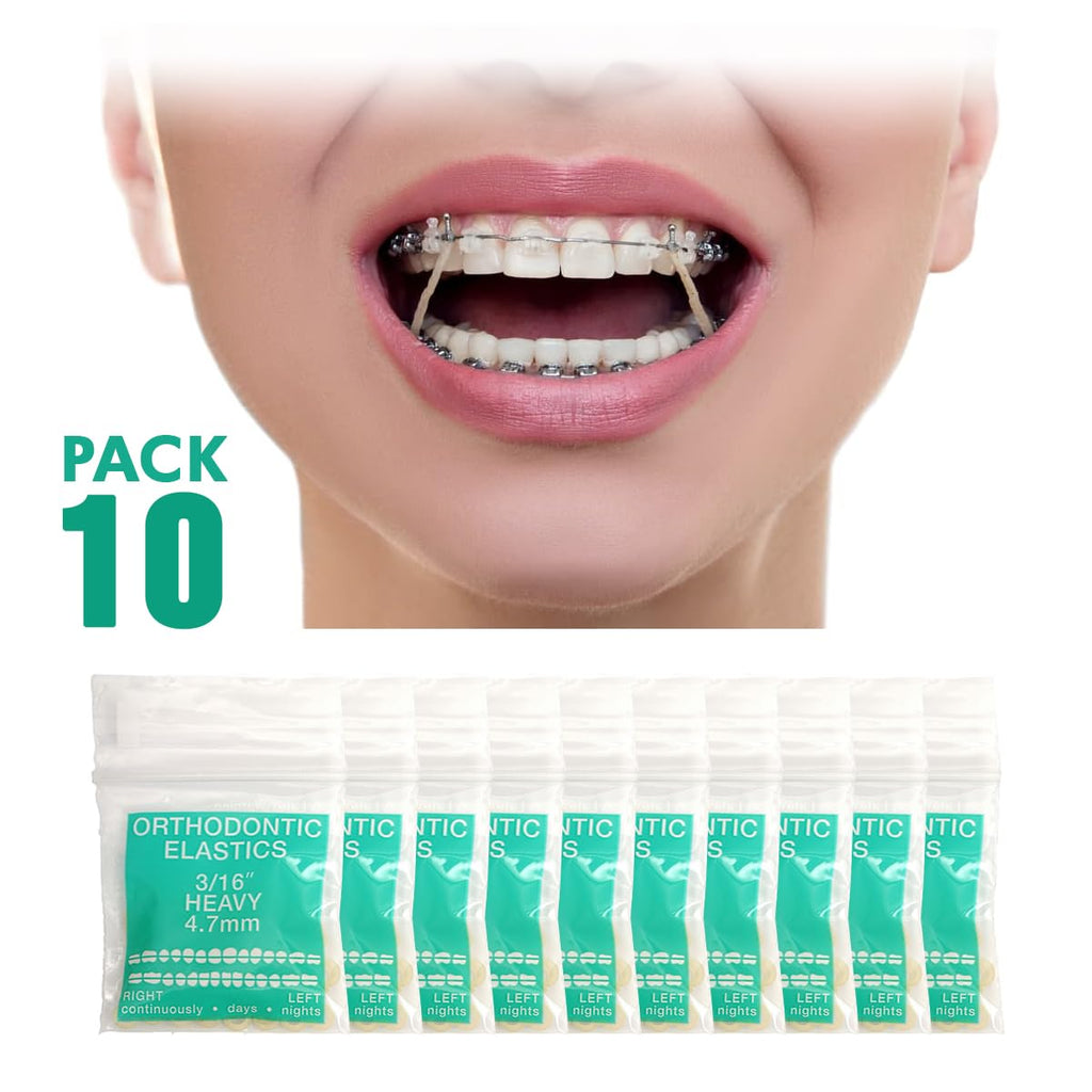 Orthodontic Intraoral Elastics - 10 bag x 100pcs - Heavy 3/16" 6.5 oz – 4.7mm, Surgical Latex - 1000pcs, Dental natural material - Made in USA - Orthodentalusa Corp.