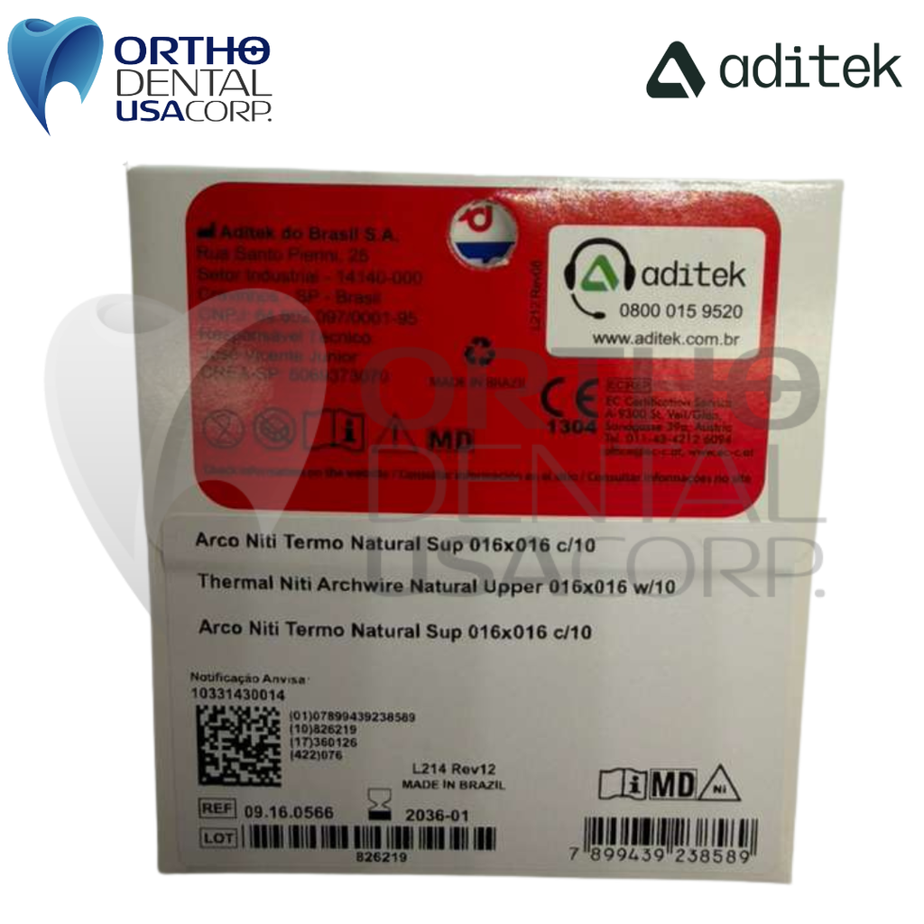 Thermal Niti Archwire Natural Upper 016×016 w/10 09.16.0566
