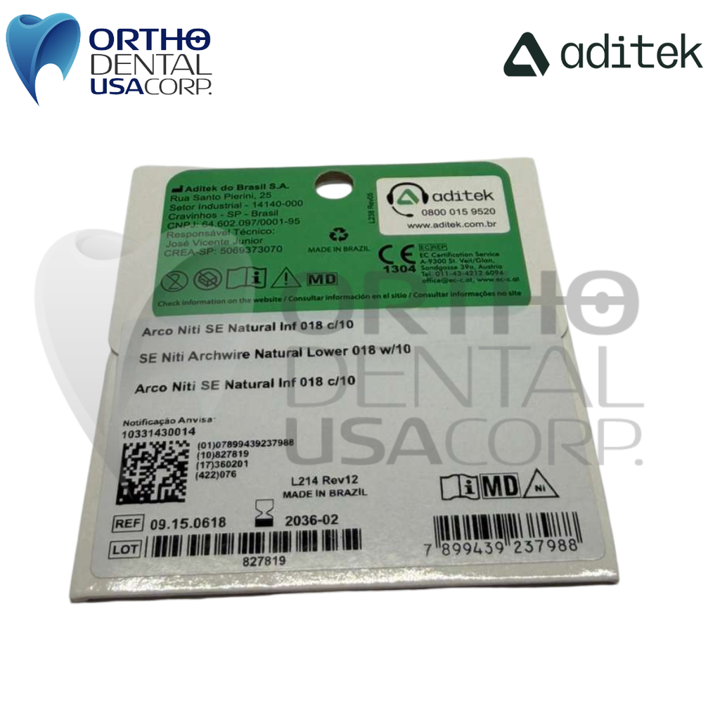 SE Niti Archwire Natural Lower 018 w/10 09.15.0618
