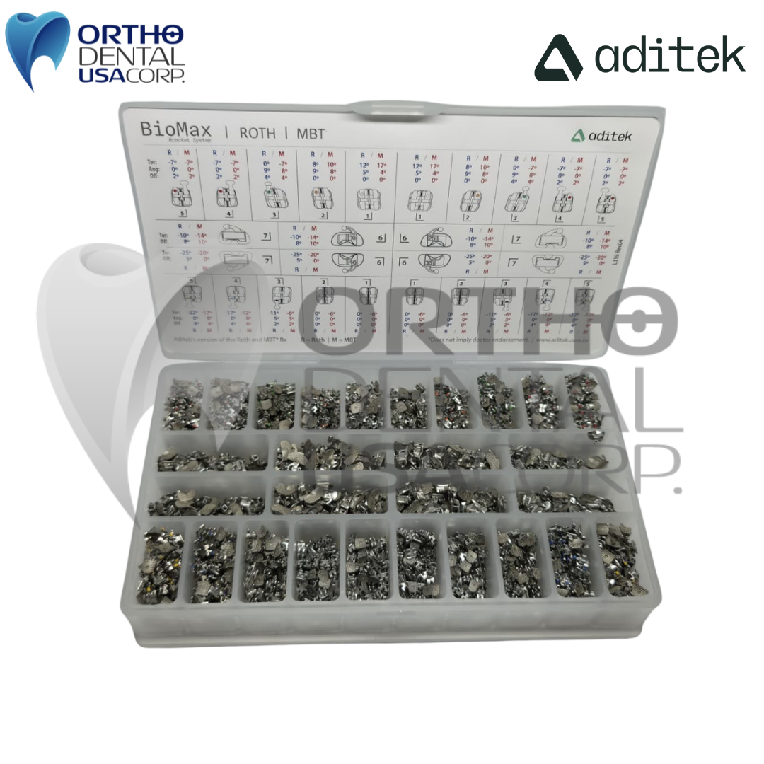 100 Kits Brackets 7×7 BioMax 022 Roth Hook 3,4,5 w/2800 pcs (100 patients) Aditek 05.04.0336