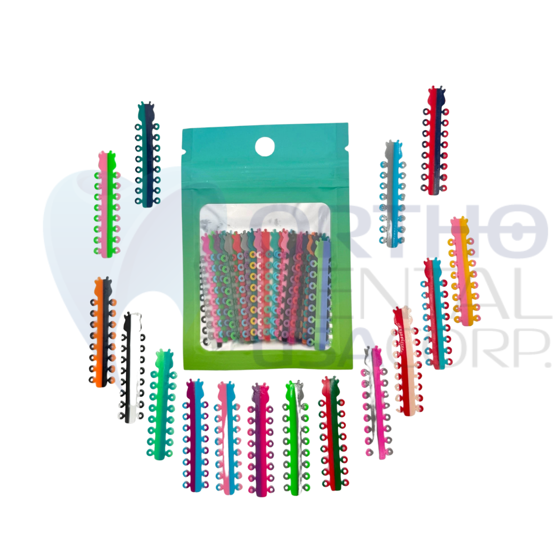 320 Pcs Orthodontic Elastic Ligature Ties – Double Color & Three Color Mix – 20 Keys Pack