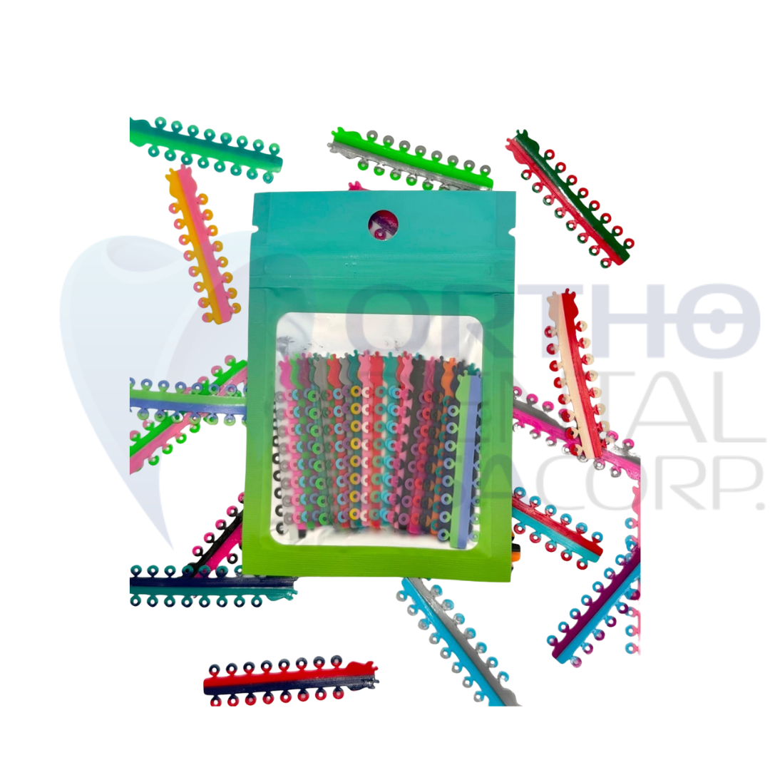 320 Pcs Orthodontic Elastic Ligature Ties – Double Color & Three Color Mix – 20 Keys Pack
