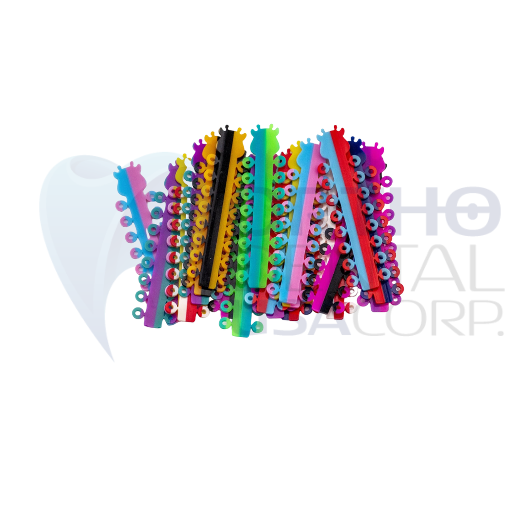 320 Pcs Orthodontic Elastic Ligature Ties – Double Color & Three Color Mix – 20 Keys Pack