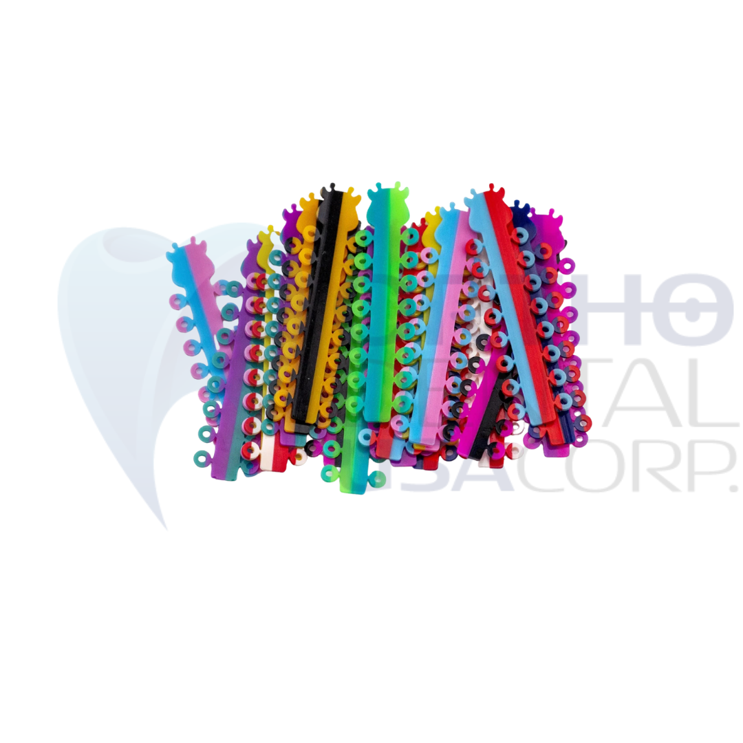320 Pcs Orthodontic Elastic Ligature Ties – Double Color & Three Color Mix – 20 Keys Pack