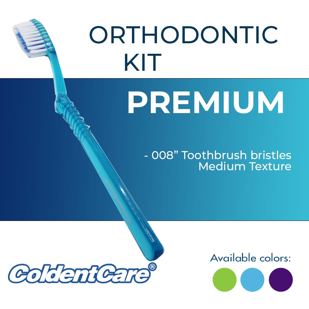 164 pcs Orthodontic Oral Care Kit for Cleaning Brackets Braces Coldentcare, includes Toothbrush and Cap, Travel Toothbrush, Dental Floss 12m, Dental wax, Floss threaders, Interdental Toothbrush. Box 164 units