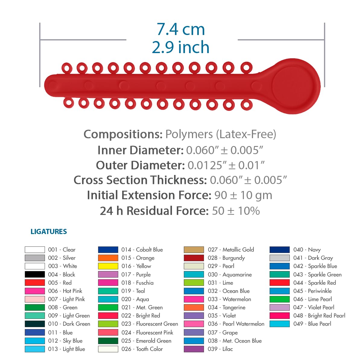 Orthodontic Ligature Ties 42 Keys/24 Donuts 1008pcs-Low Friction Technology, Latex Free, Medical grade polyurethane-.060 Inner/.125 Outer Diameter-Made in USA-Orthodentalusa Corp. Free Shipping