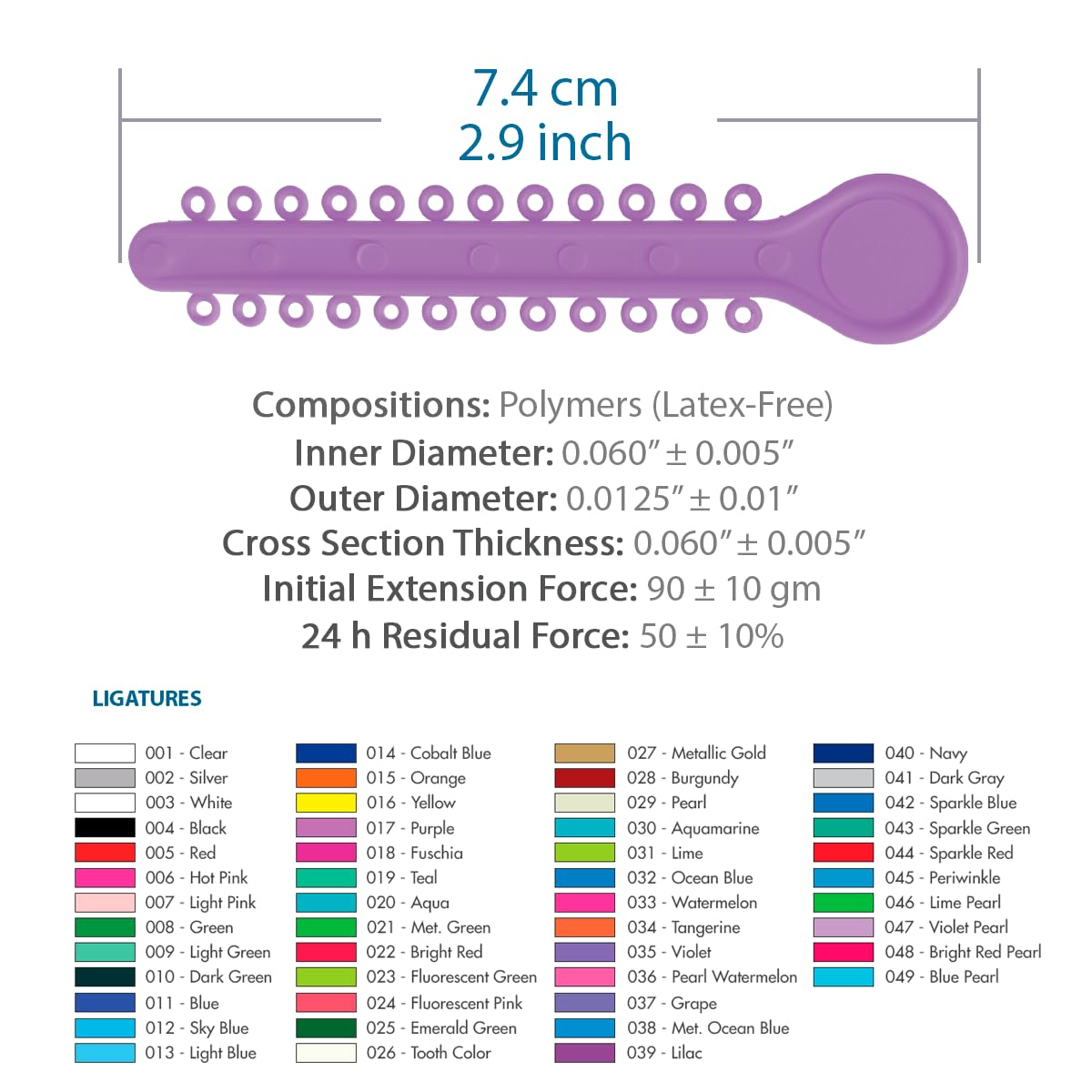 Orthodontic Ligature Ties 42 Keys/24 Donuts 1008pcs-Low Friction Technology, Latex Free, Medical grade polyurethane-.060 Inner/.125 Outer Diameter-Made in USA-Orthodentalusa Corp.