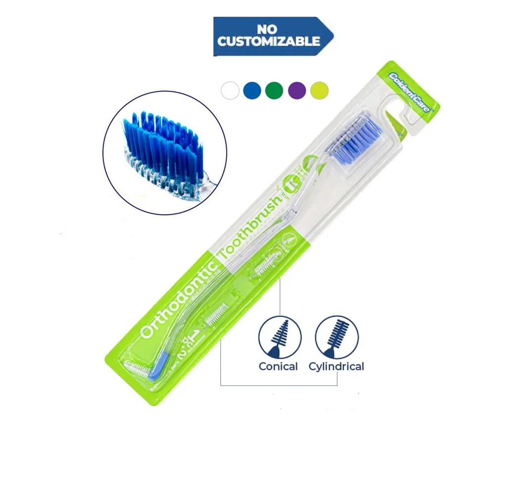 Set x 12 Units Assorted Colors V-Shaped Orthodontic Toothbrush - Medium Bristle, Interproximal Head - Ideal for Ortho Braces Cleaning, Double Extreme Toothbrush