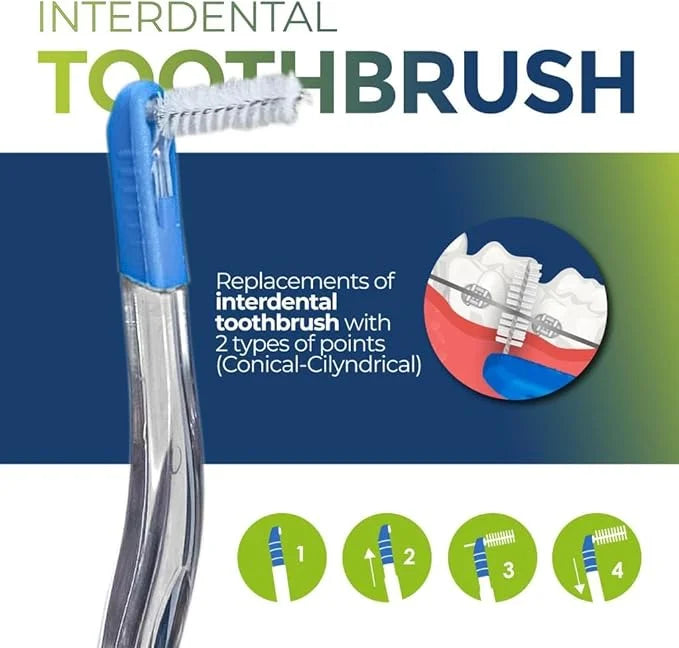 Set x 12 Units Assorted Colors V-Shaped Orthodontic Toothbrush - Medium Bristle, Interproximal Head - Ideal for Ortho Braces Cleaning, Double Extreme Toothbrush