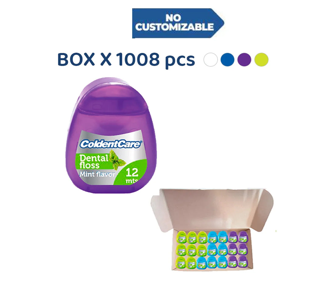 16m12 1008 pcs Orthodontic Dental Floss Pocket ColdentCare - 12m Silk, Mint Flavor - Available in White, Green, Purple, Blue 16M12