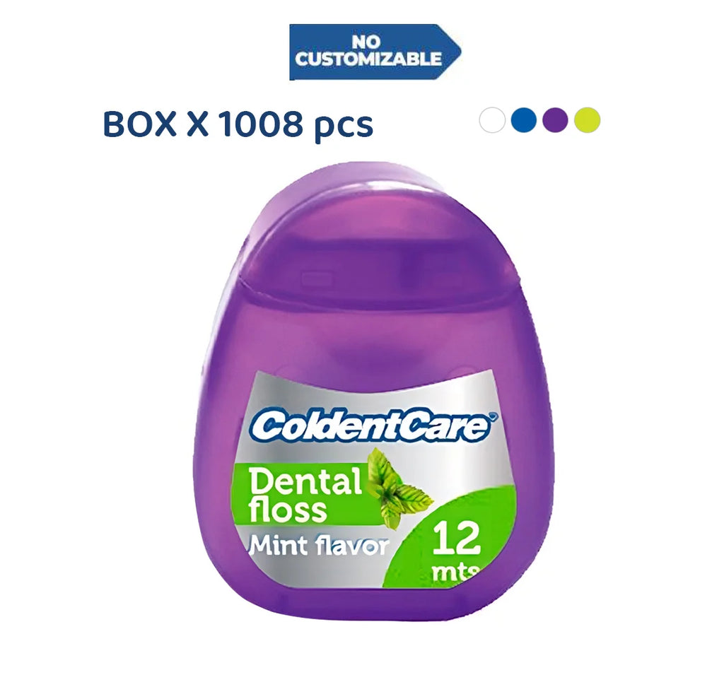 16m12 1008 pcs Orthodontic Dental Floss Pocket ColdentCare - 12m Silk, Mint Flavor - Available in White, Green, Purple, Blue 16M12