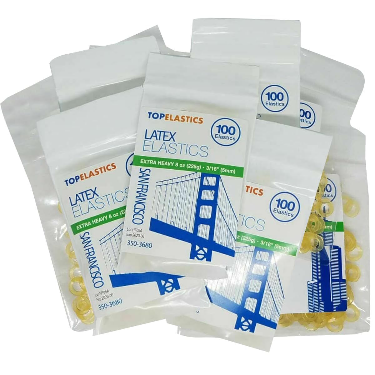 Orthodontic Intraoral Elastic - 50 bag x 100pcs - Surgical latex, 5000 pcs per box, packaged in resealable poly bags - Made in USA - Orthodentalusa Corp. Free Shipping
