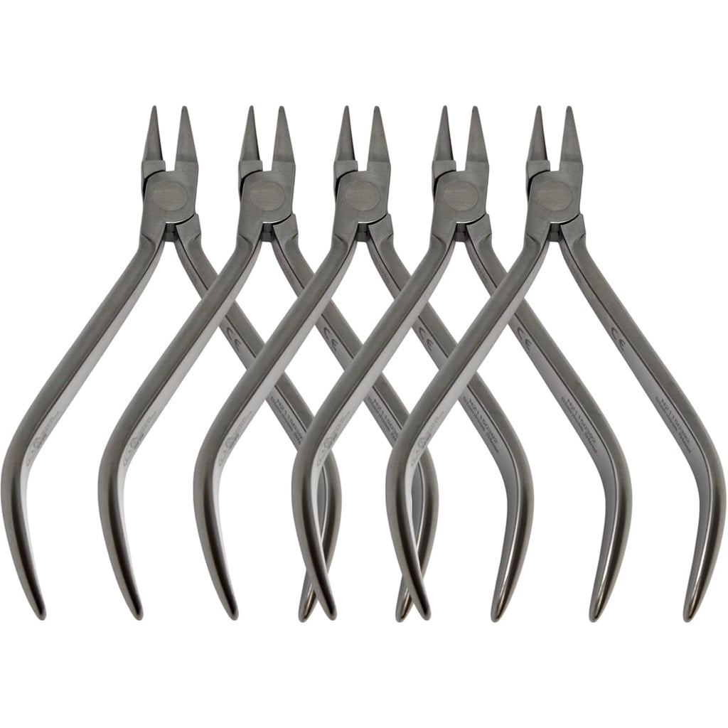 Set x 5 Orthodontic Bird Beak Light Wire Bending Pliers – Long Nose 12.5 cm - Slim Long Nose Design/One-Year Warranty - Made for The USA by Premium Orthodontics - Orthodentalusa Corp.