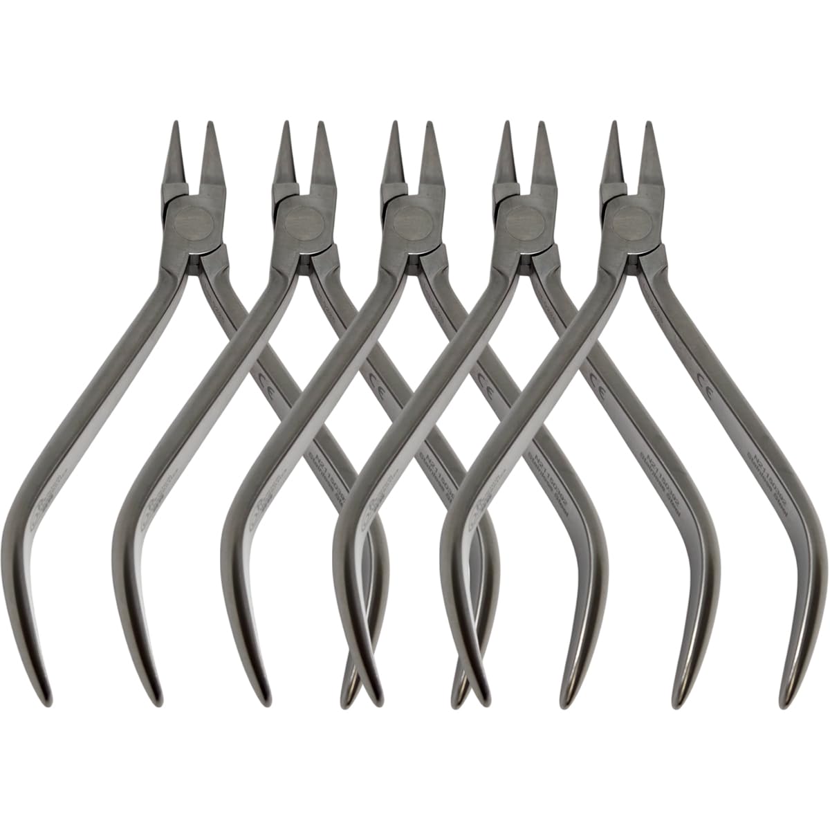 Set x 5 Orthodontic Bird Beak Light Wire Bending Pliers – Long Nose 12.5 cm - Slim Long Nose Design/One-Year Warranty - Made for The USA by Premium Orthodontics - Orthodentalusa Corp.