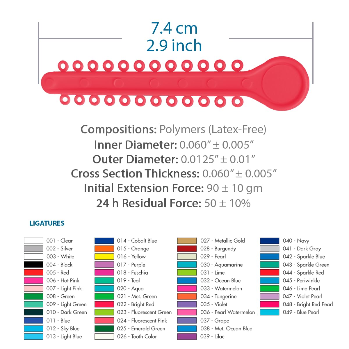 Orthodontic Ligature Ties 42 Keys/24 Donuts 1008pcs-Low Friction Technology, Latex Free, Medical grade polyurethane-.060 Inner/.125 Outer Diameter-Made in USA-Orthodentalusa Corp.