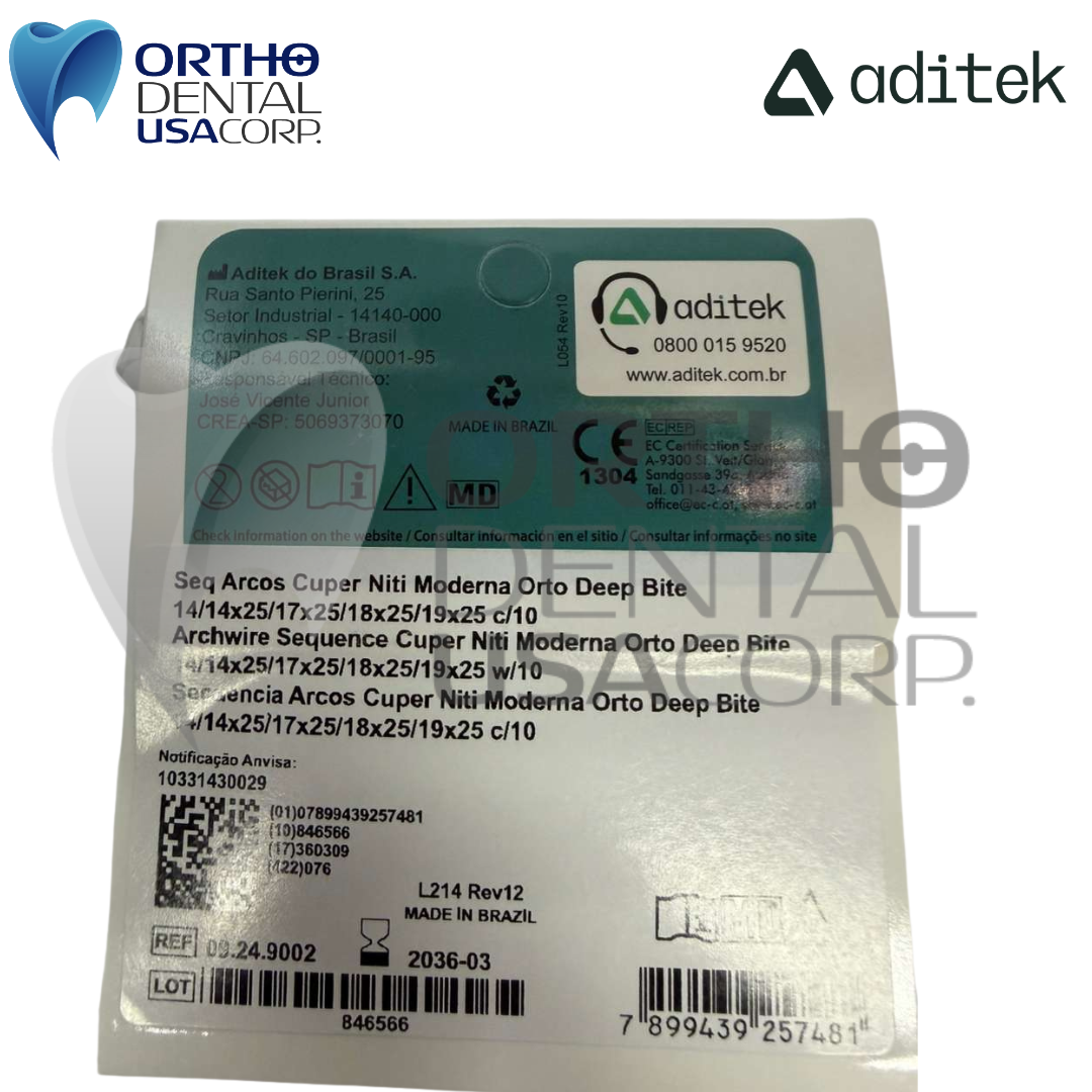 Archwire Sequence Copper Niti Moderna Orto Deep Bite 14/14×25/17×25/18×25/19×25 w/10 09.24.9002