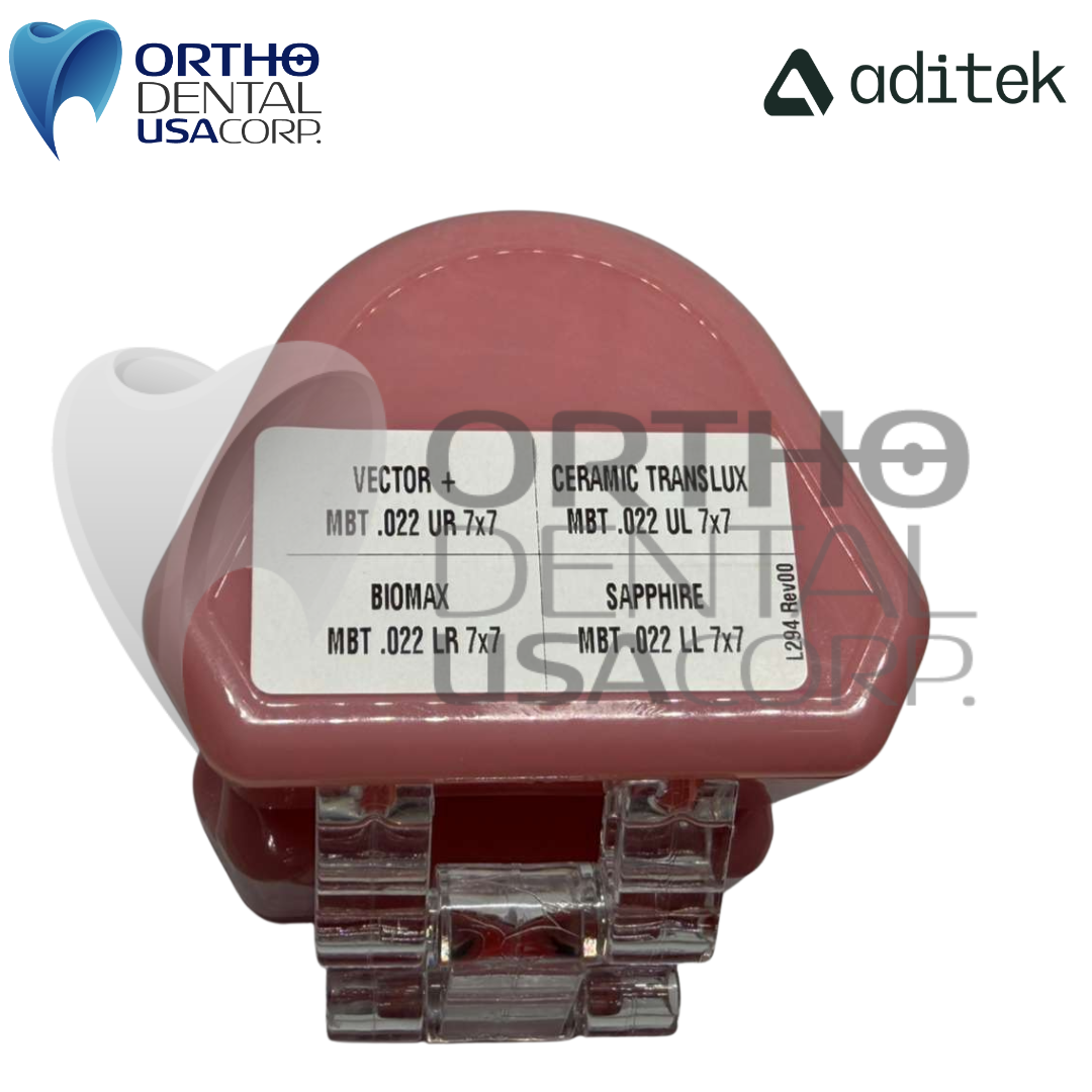 Model for Study with self ligating Brackets 7×7 EasyClip+ Passive 022 MBT Hk 3,4,5 w/28 pcs Vector+, BioMax, Ceramic Translux, Sapphire Aditek 00.02.0005