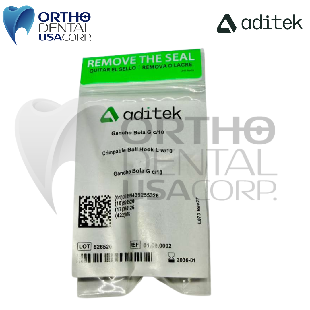 Crimpable Ball Hook L w/10 Aditek 01.00.0002