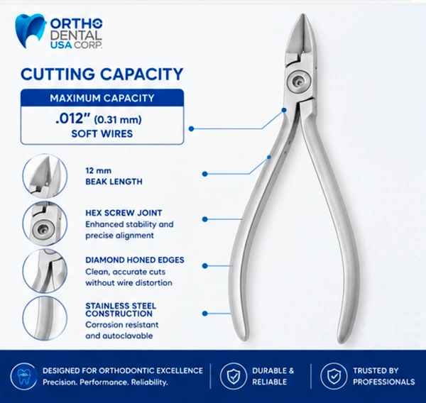 Ligature & Pin Cutter straight 12 cm - Hex Screw Joint - SS