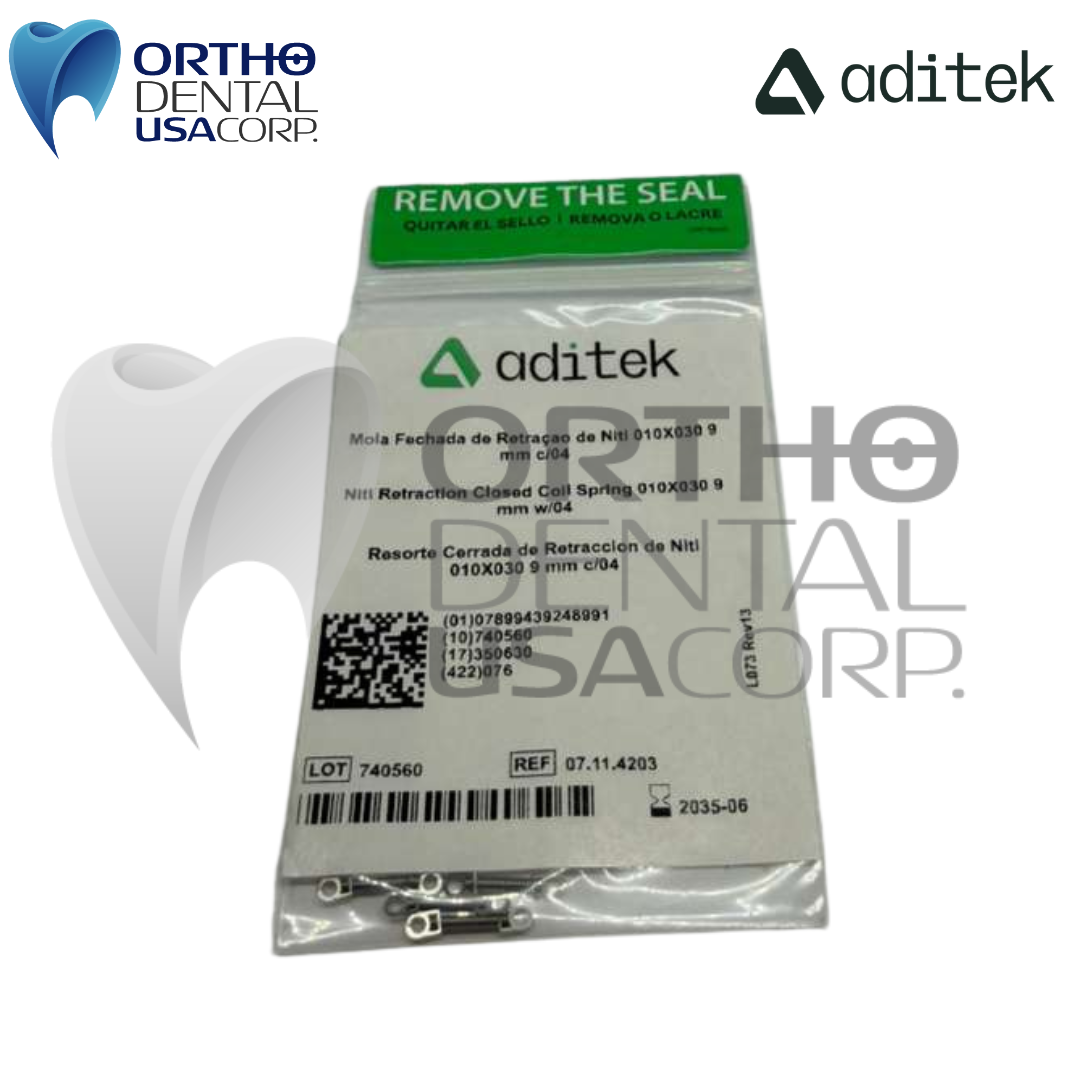 Niti Retraction Closed Coil Spring 0.10″ x 0.30″ / 9 mm / 4 pcs Aditek 07.11.4203