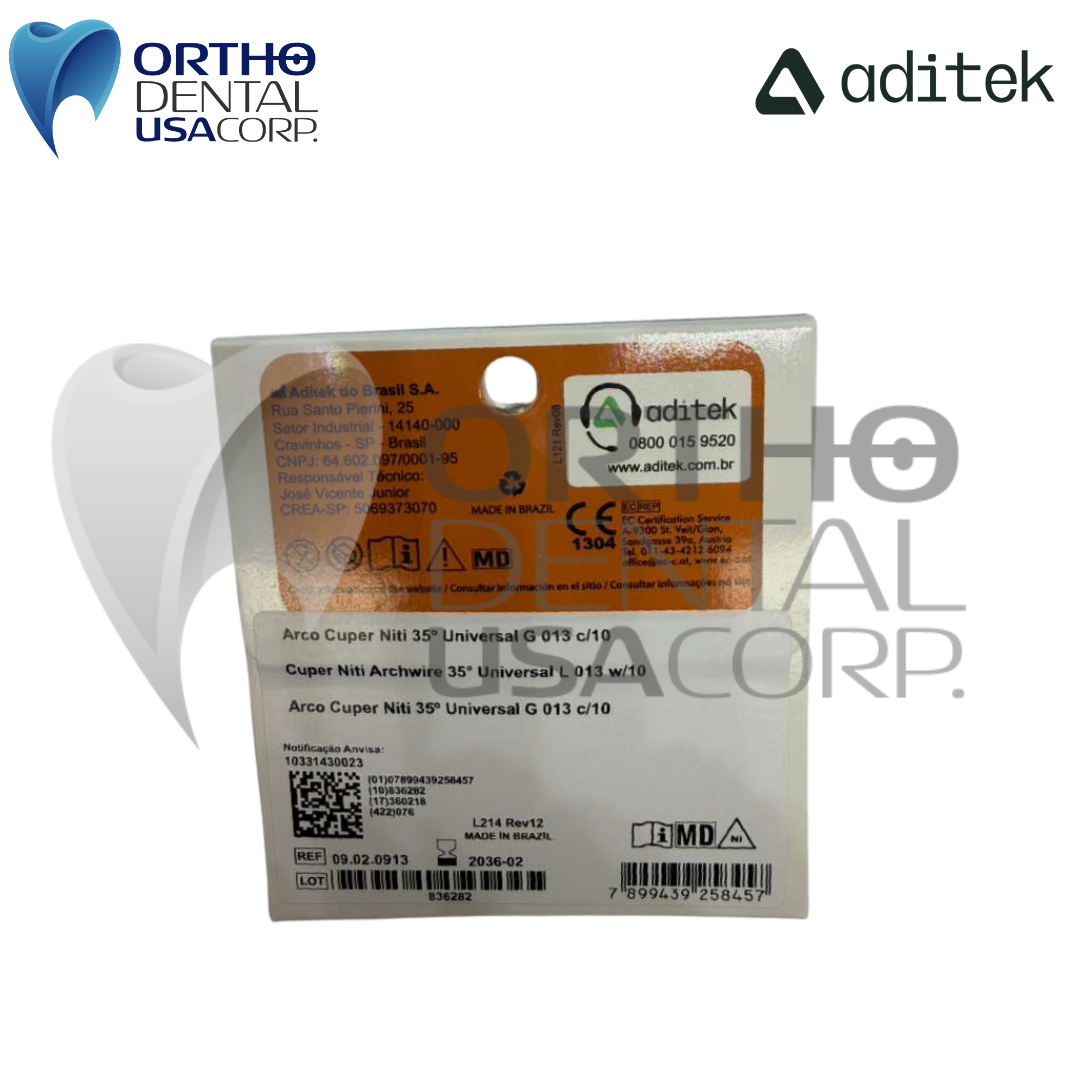 Copper Niti Archwire 35° Universal L 013 w/10 Aditek 09.02.0913