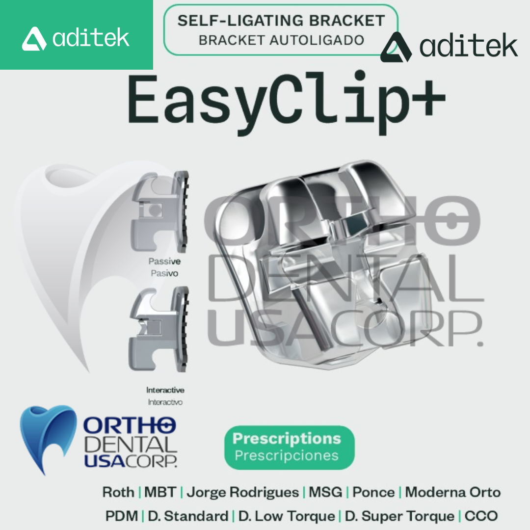 Box CB1 EasyClip+ Interactive 022 MBT w/2 Kits 7×7 Hk 3,4,5 Arch wire 14/18/16×22/17×25 W/8 Upper, Lower 2 packs Aditek 14.00.0114