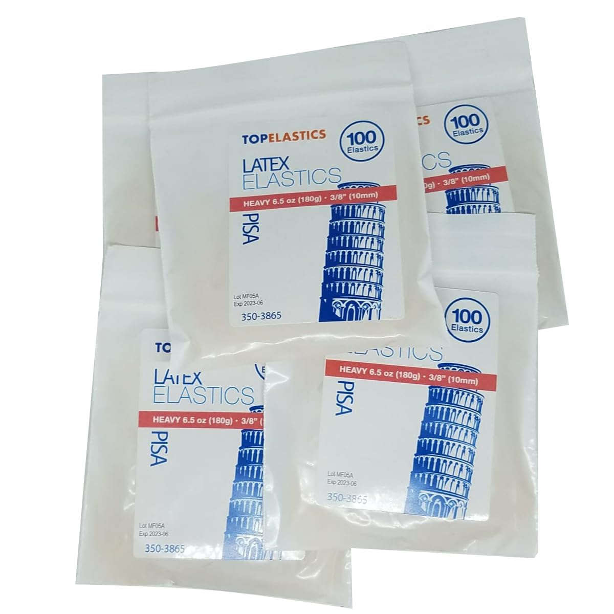 Orthodontic Intraoral Elastic - 50 bag x 100pcs - 5/16" X-Heavy 8oz - 8mm / Surgical latex PISA, 5000 pcs per box, packaged in resealable poly bags - Made in USA - Orthodentalusa Corp.