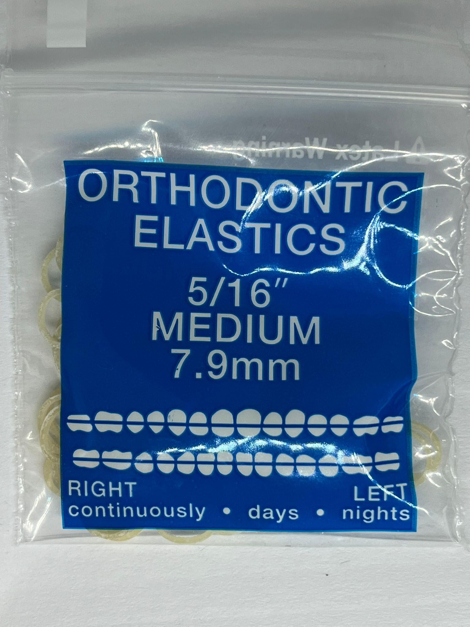 Orthodontic Intraoral Elastics - 10 bag x 100pcs - Medium 5/16" 4.5 oz – 7.9mm, Surgical Latex - 1000pcs, Dental natural material - Made in USA - Orthodentalusa Corp.
