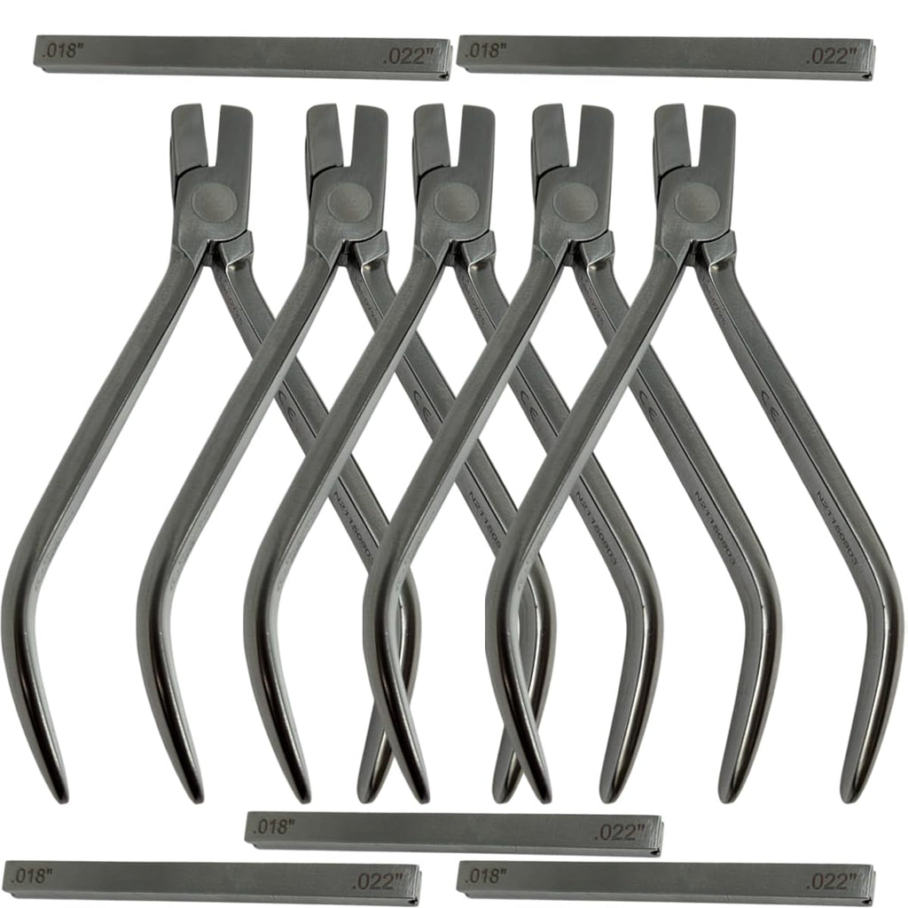 Set x 5 Orthodontic Individual Torque Pliers with Key – .018'' / .022'' – 10 mm Wide – Japanese Steel – Premium Orthodontics – One Year Warranty – Ships from USA – Made by Orthodentalusa Corp.