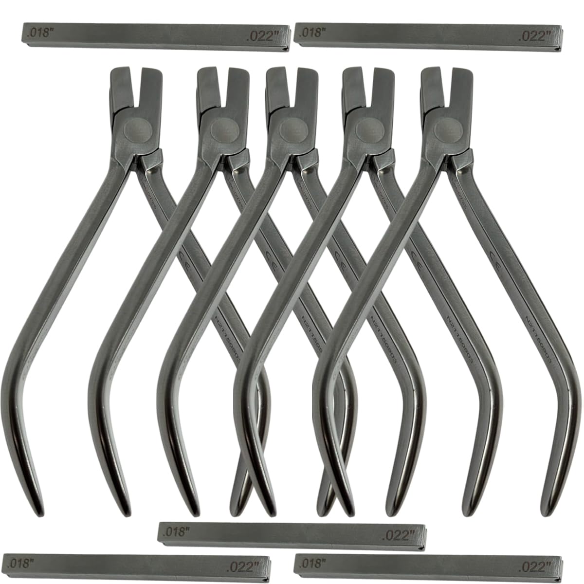 Set x 5 Orthodontic Individual Torque Pliers with Key – .018'' / .022'' – 10 mm Wide – Japanese Steel – Premium Orthodontics – One Year Warranty – Ships from USA – Made by Orthodentalusa Corp.
