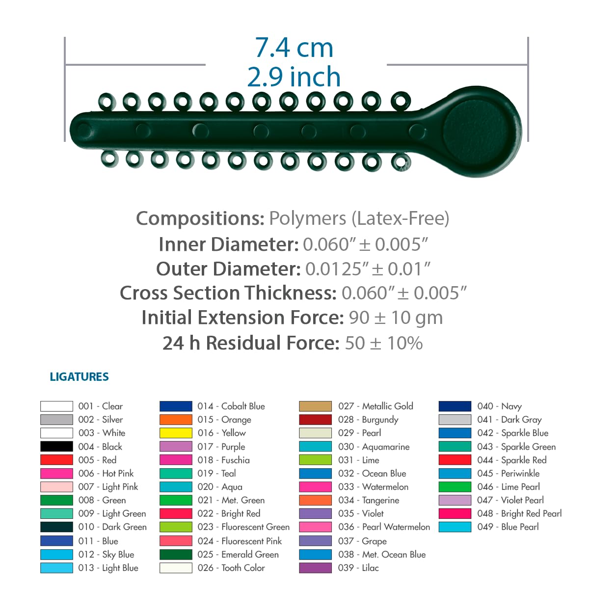 Orthodontic Ligature Ties 42 Keys/24 Donuts 1008pcs-Low Friction Technology, Latex Free, Medical grade polyurethane-.060 Inner/.125 Outer Diameter-Made in USA-Orthodentalusa Corp. Free Shipping