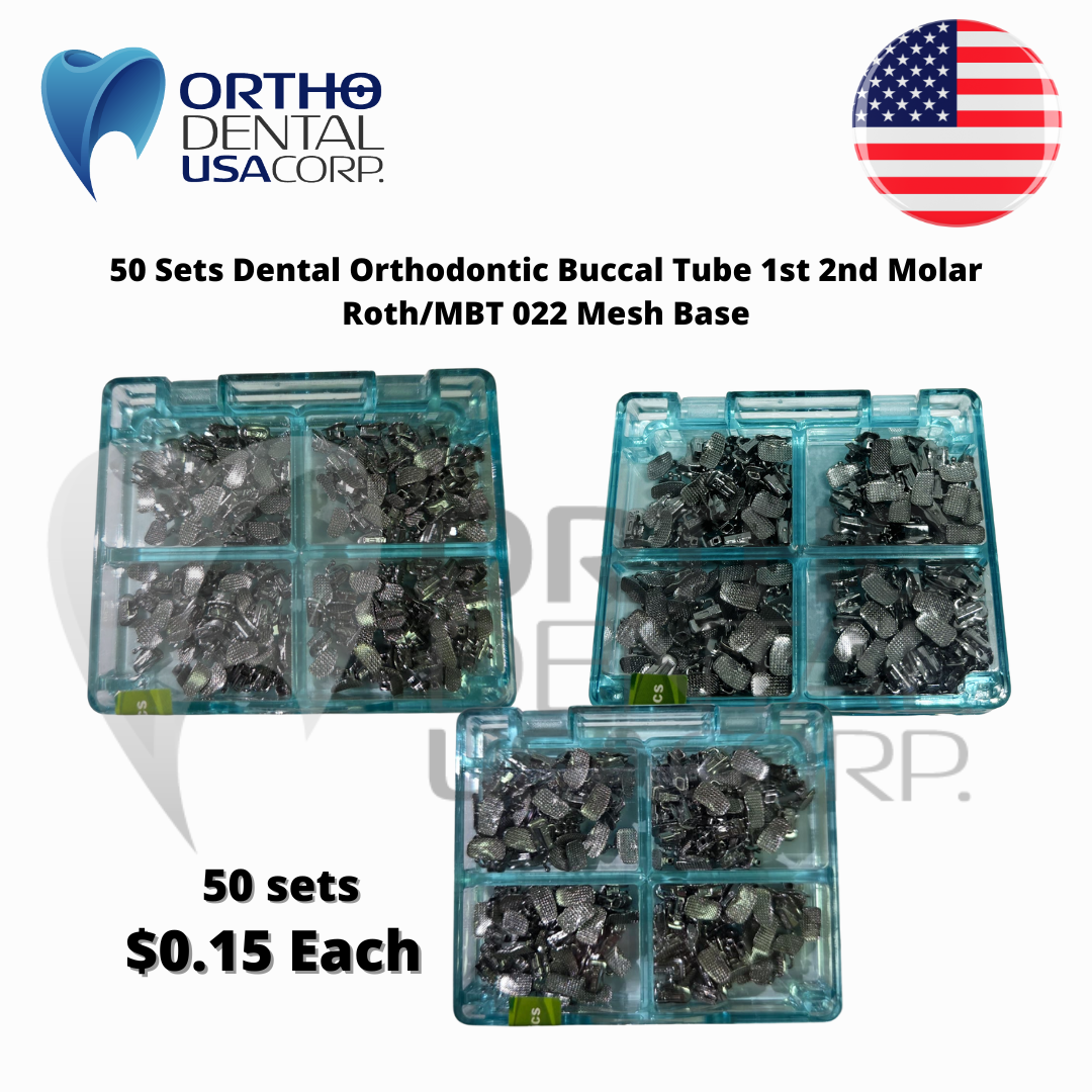 50 Sets (200 pieces) Orthodontic Buccal Tube 1st 2nd Molar Roth/MBT 022 Mesh Base