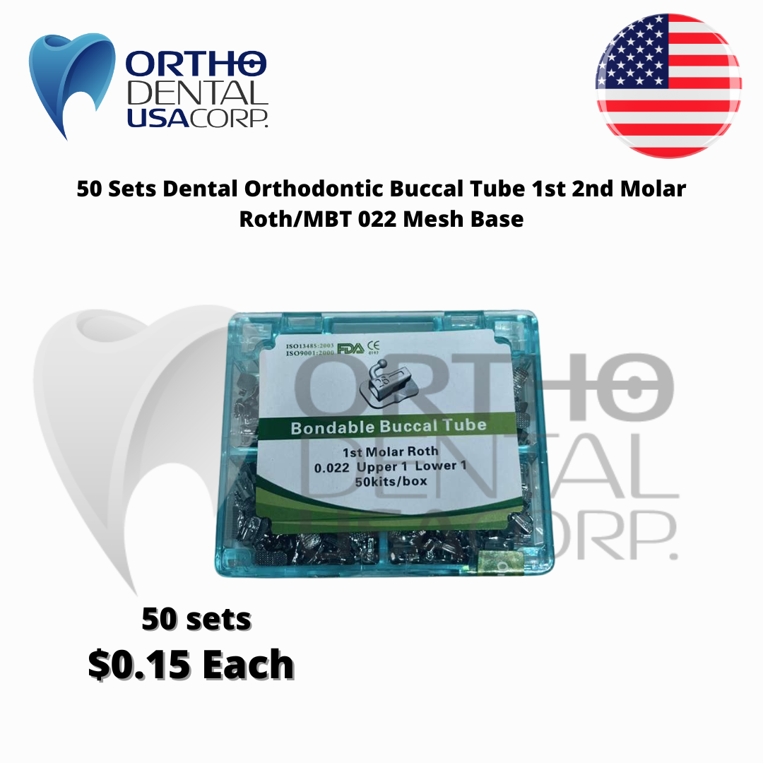 50 Sets (200 pieces) Orthodontic Buccal Tube 1st 2nd Molar Roth/MBT 022 Mesh Base