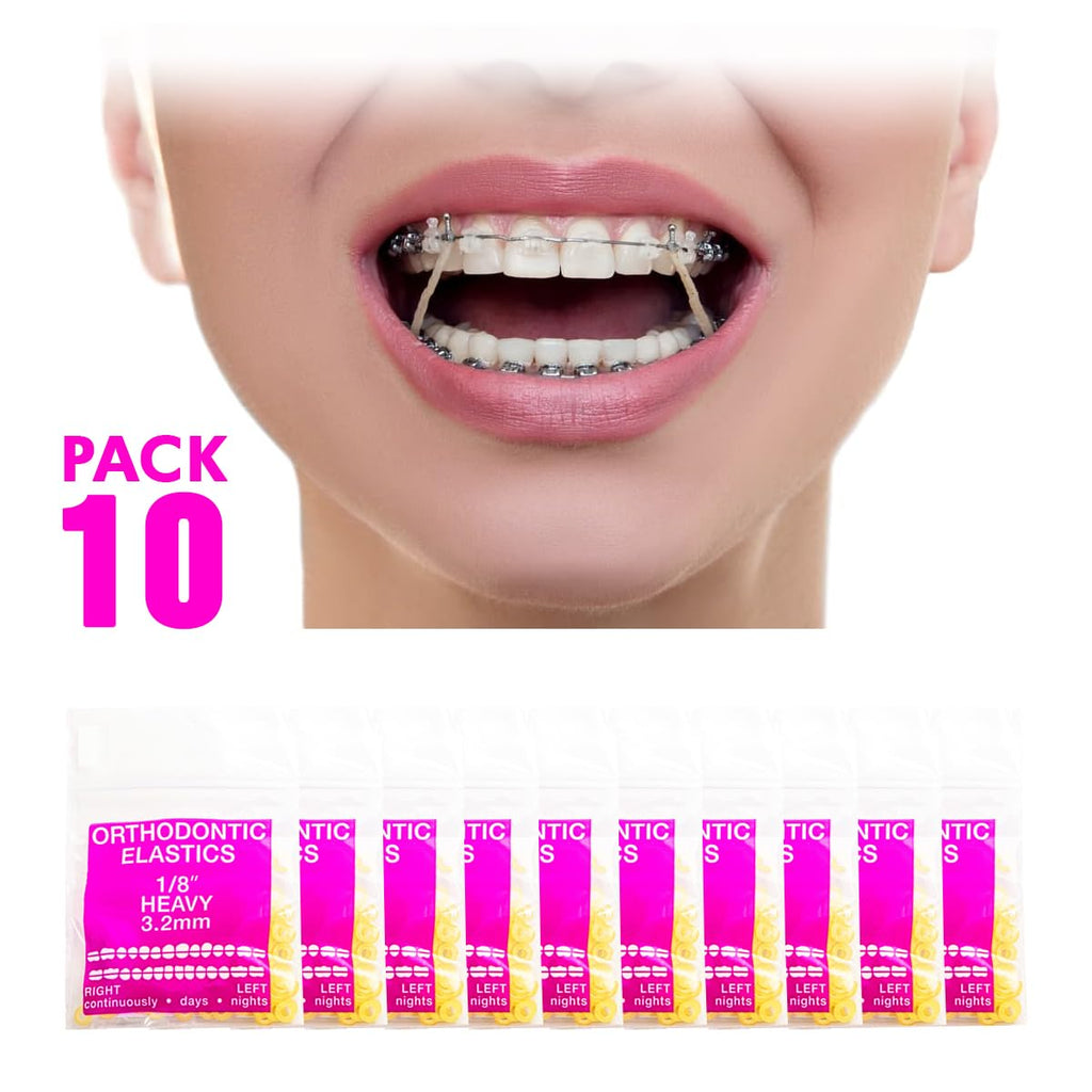 Orthodontic Intraoral Elastics 10 bag x 100pcs - Heavy 1/8" 6.5 oz – 3.2mm, Surgical Latex - 1000pcs, Dental natural material - Made in USA - Orthodentalusa Corp.