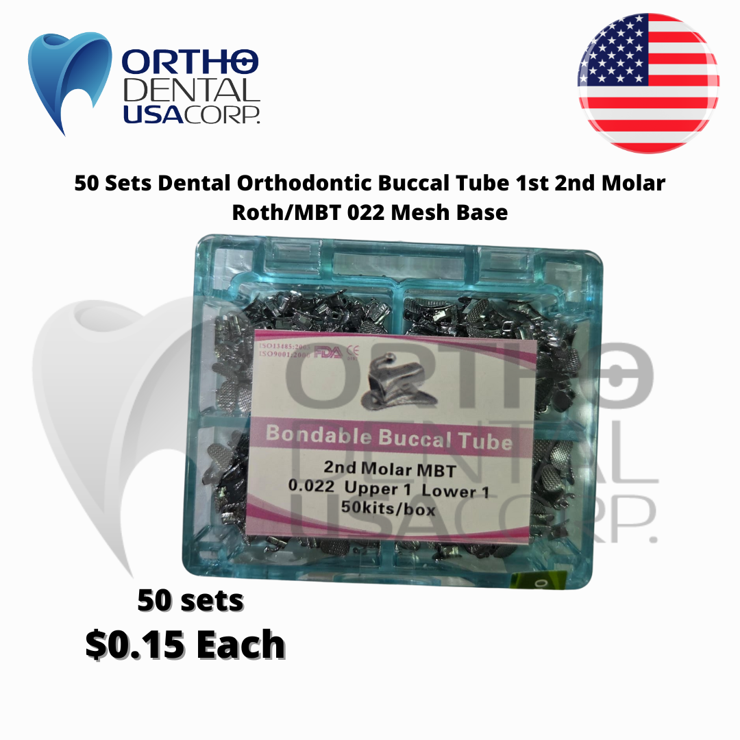 50 Sets (200 pieces) Orthodontic Buccal Tube 1st 2nd Molar Roth/MBT 022 Mesh Base