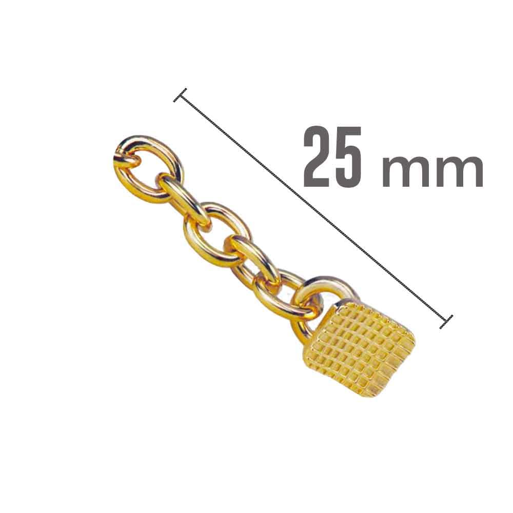 Eruption Appliance Traction Attachments: Buttons with Chain and Eyelets - Traction Chains with Rectangular Buttons (Stainless Steel & Gold Plated) - 10 Units per Pack