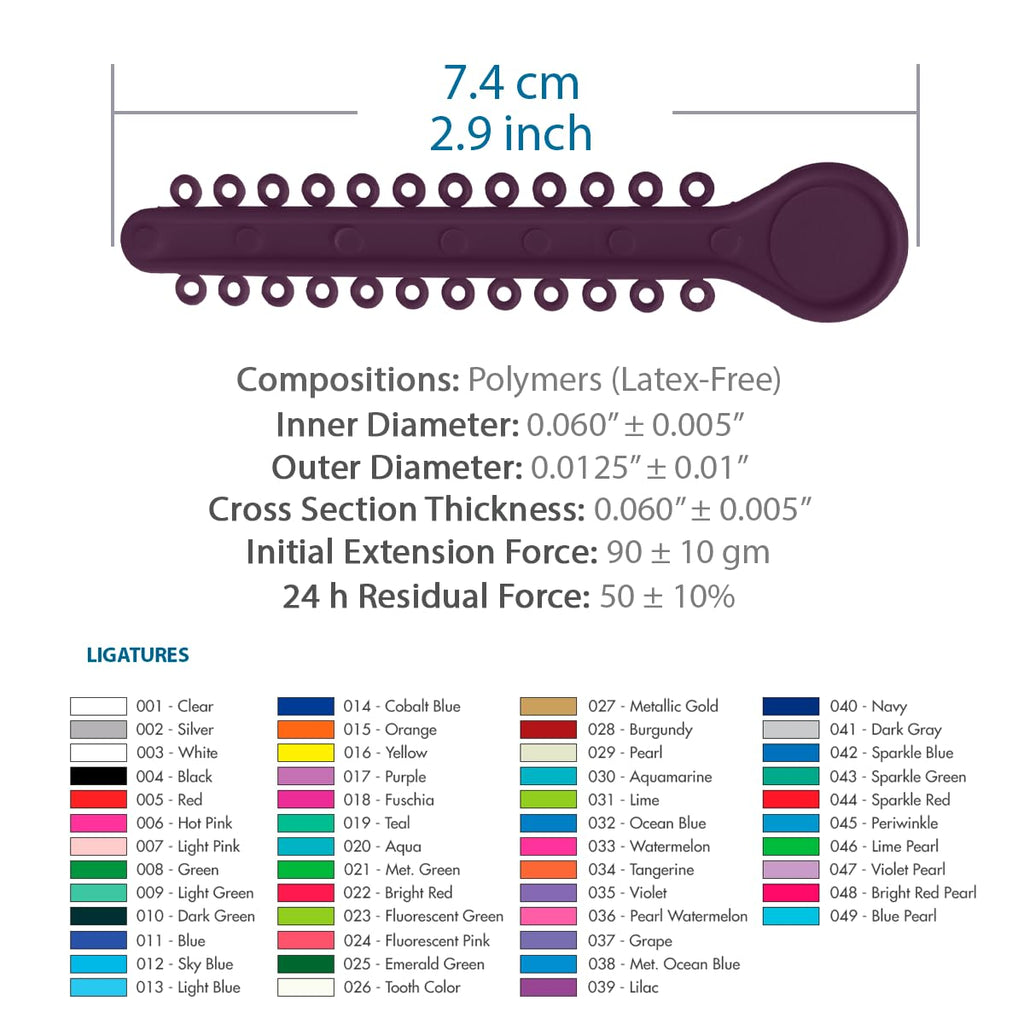 Orthodontic Ligature Ties 42 Keys/24 Donuts 1008pcs-Low Friction Technology, Latex Free, Medical grade polyurethane-.060 Inner/.125 Outer Diameter-Made in USA-Orthodentalusa Corp.
