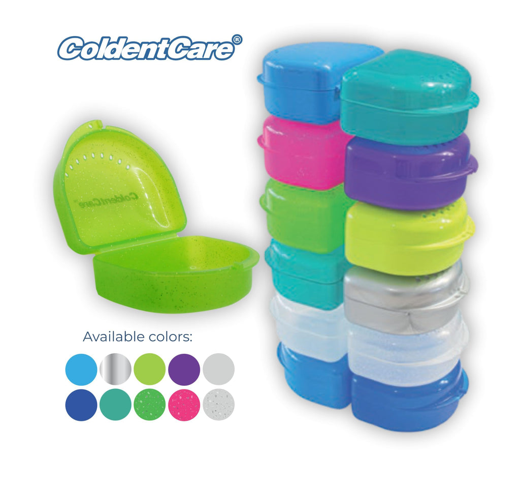 Orthodontic Retainer Double with Vent Holes Assorted pack of 12 ColdentCare - Retainer Case, Denture Case, Durable & Similar Mouth Guard Case, Tight Snap Lock