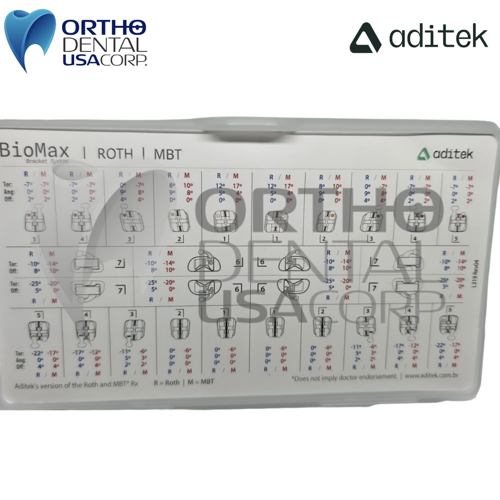 100 Kits Brackets 7×7 BioMax 022 Roth Hook 3,4,5 w/2800 pcs (100 patients) Aditek 05.04.0336