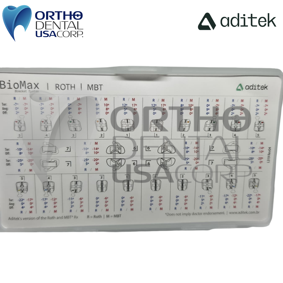 100 Kits Brackets 7×7 BioMax 022 Roth Hook 3,4,5 w/2800 pcs (100 patients) Aditek 05.04.0336