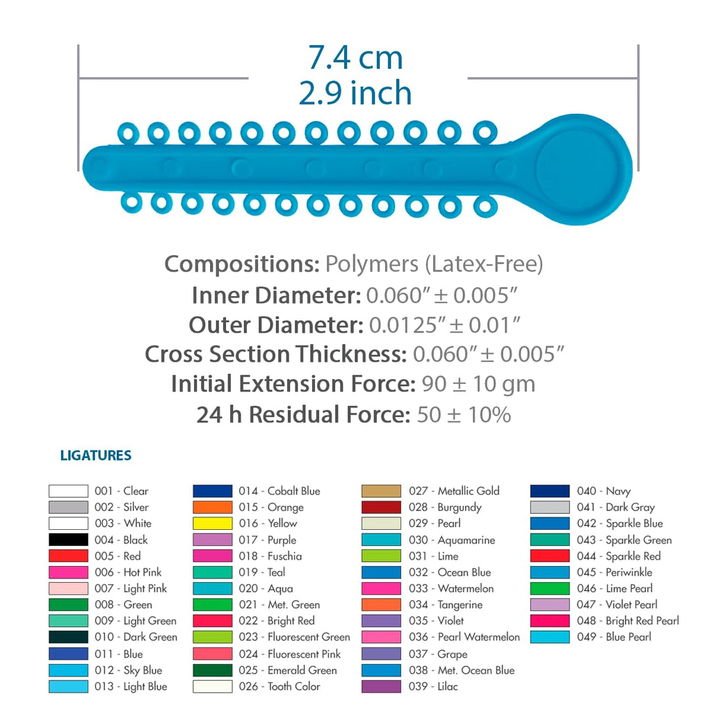 Orthodontic Ligature Ties 42 Keys/24 Donuts 1008pcs-Low Friction Technology, Latex Free, Medical grade polyurethane-.060 Inner/.125 Outer Diameter-Made in USA-Orthodentalusa Corp.