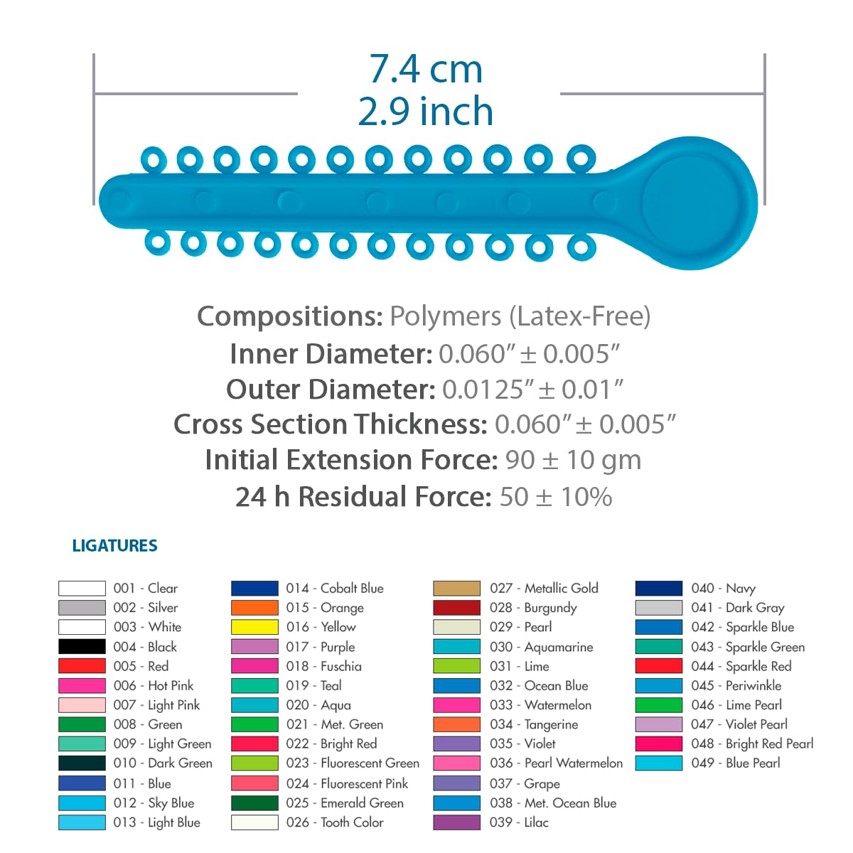 Orthodontic Ligature Ties 42 Keys/24 Donuts 1008pcs-Low Friction Technology, Latex Free, Medical grade polyurethane-.060 Inner/.125 Outer Diameter-Made in USA-Orthodentalusa Corp.
