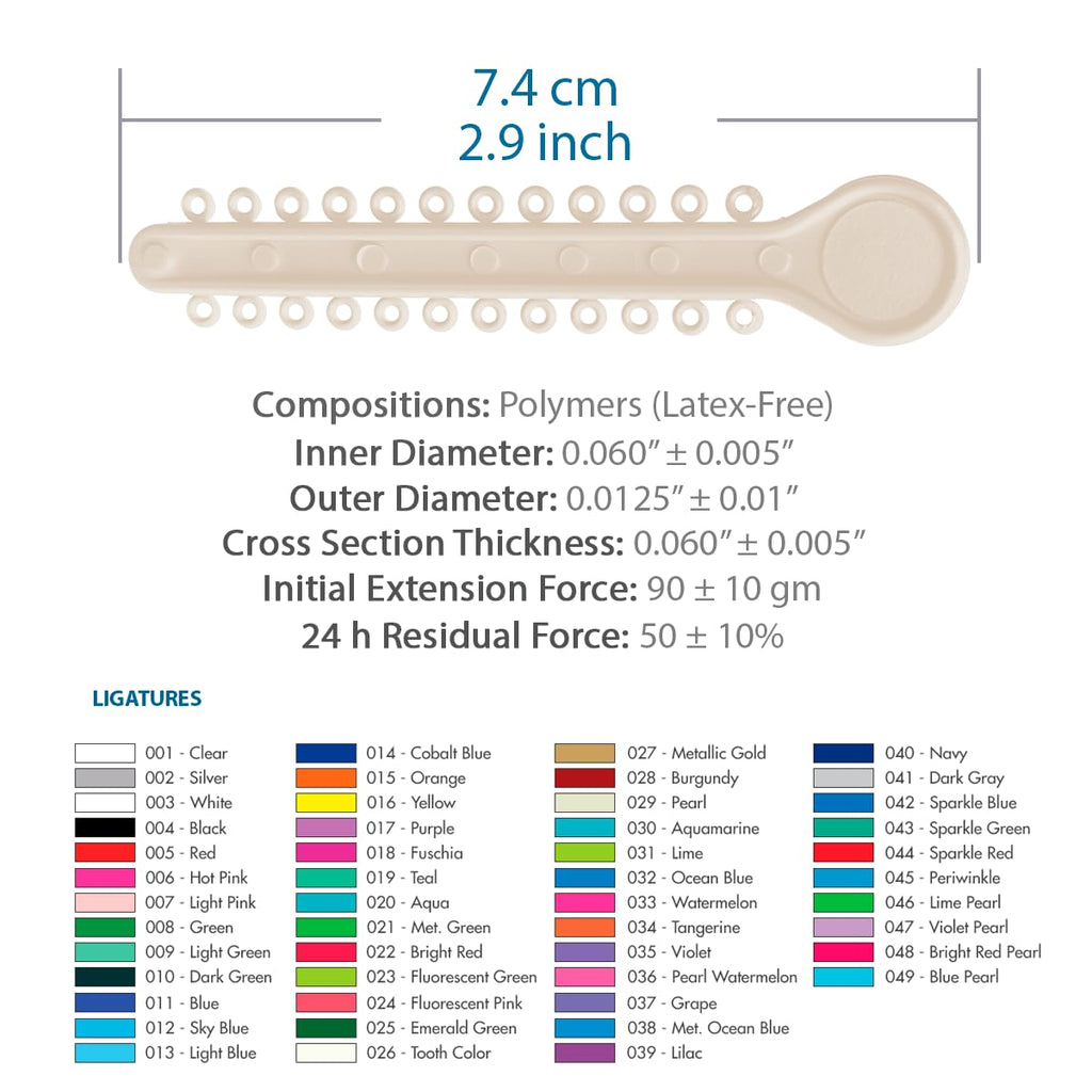 Orthodontic Ligature Ties 42 Keys/24 Donuts 1008pcs-Low Friction Technology, Latex Free, Medical grade polyurethane-.060 Inner/.125 Outer Diameter-Made in USA-Orthodentalusa Corp.