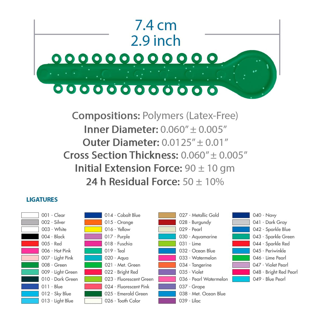 Orthodontic Ligature Ties 42 Keys/24 Donuts 1008pcs-Low Friction Technology, Latex Free, Medical grade polyurethane-.060 Inner/.125 Outer Diameter-Made in USA-Orthodentalusa Corp.