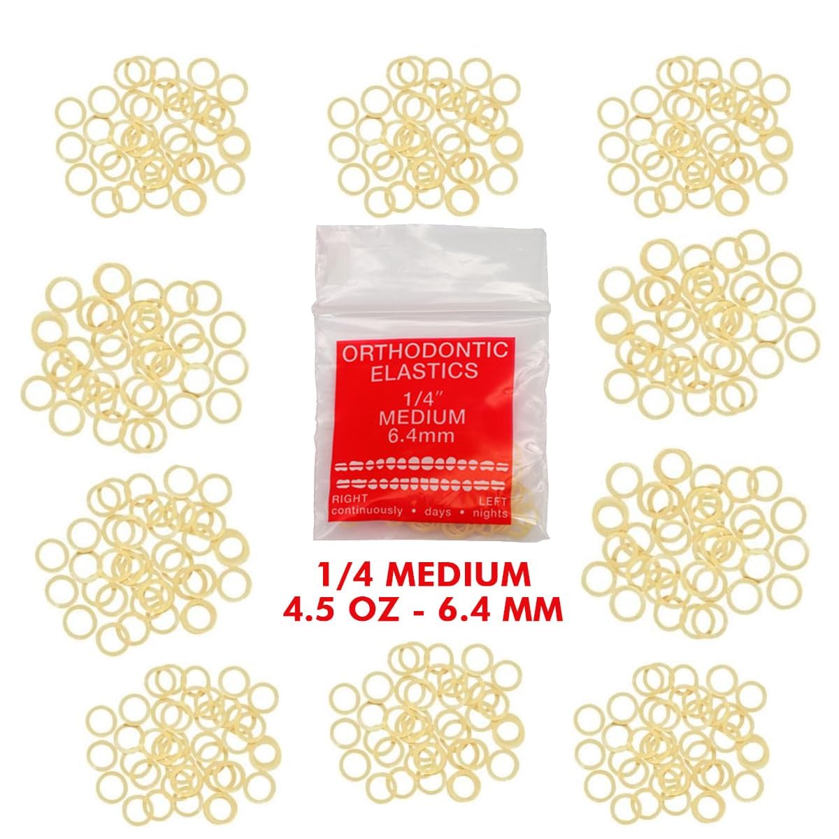 Orthodontic Intraoral Elastics - 10 bag x 100pcs - Surgical Latex - 1000pcs, Dental natural material - Made in USA - Orthodentalusa Corp. Free Shipping